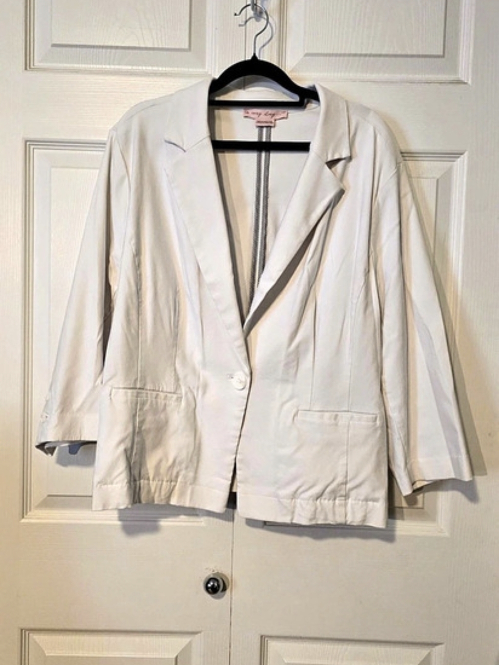 In Every Story White Notch-Lapel Blazer Size 3X